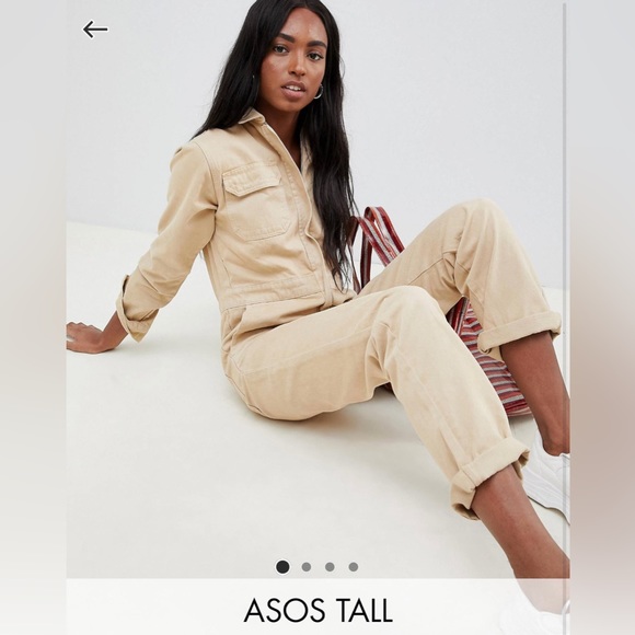 ASOS Design Tall Denim Boilersuit in Stone Size 6 - Picture 9 of 12